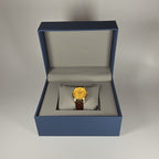 Pafolina Watch Elegant Sapphire Quartz – Classic Gold-Tone & Brown Leather Strap 28 mm
