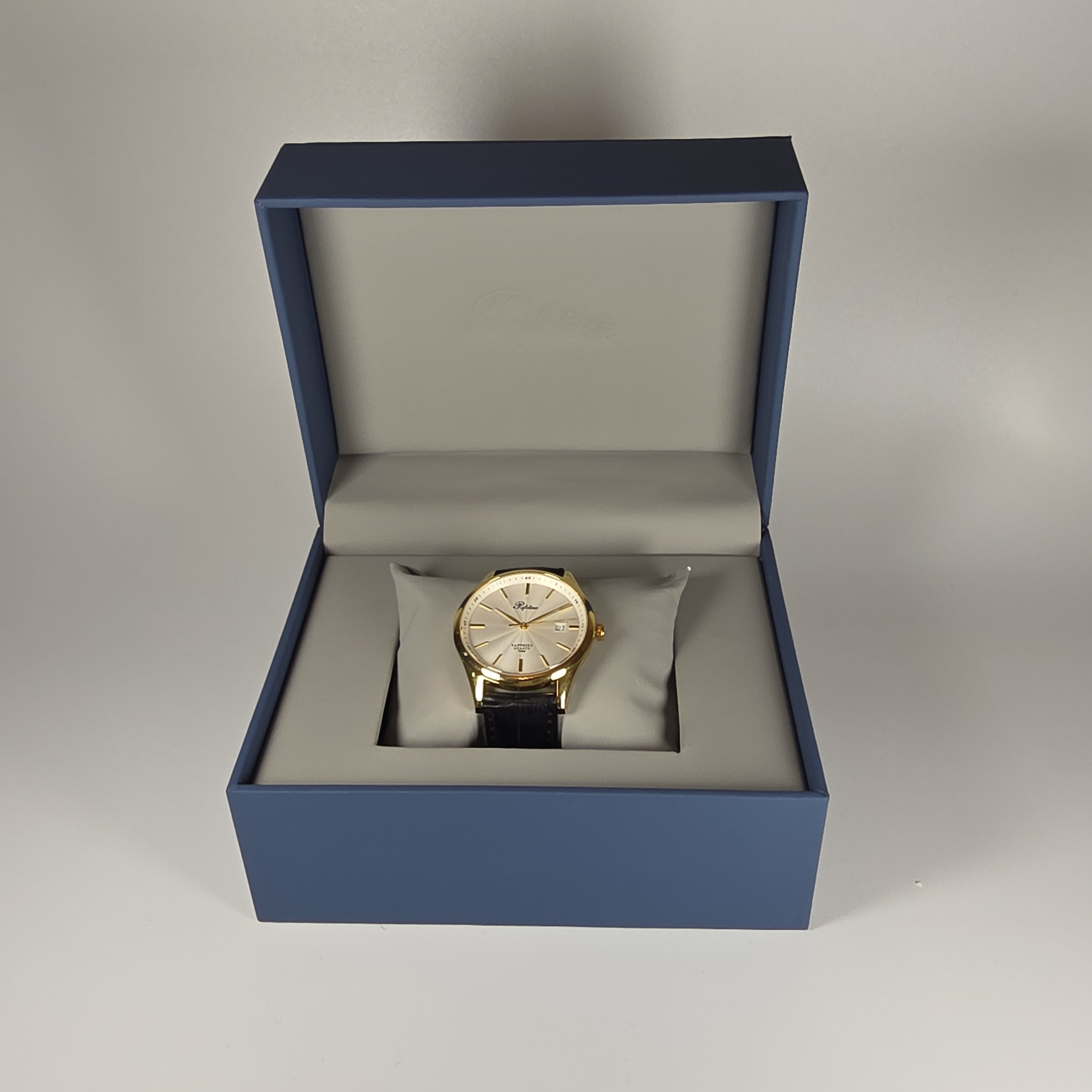 Pafolina Elegant Sapphire Quartz – Classic White Dial Gold & Black 40mm