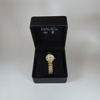 Halei Gold-Tone Watch with Fluted Bezel and Jubilee Bracelet