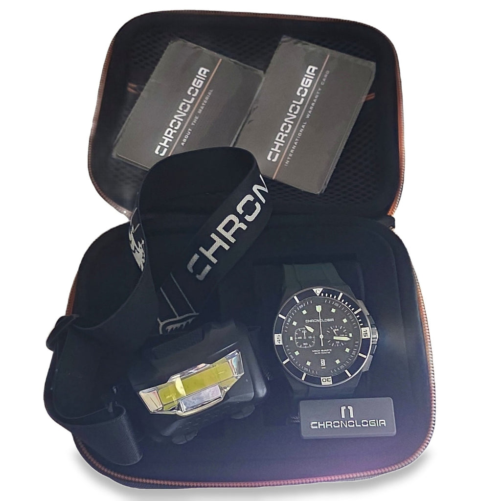 Watch Chronologia Trailer Carbon Fibre 46mm Green Silicone Headlight Case Tag