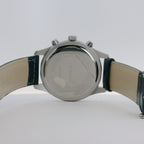 Watch Chronograph Sinobi Date Quartz Leather Strap Navy Blue 42mm