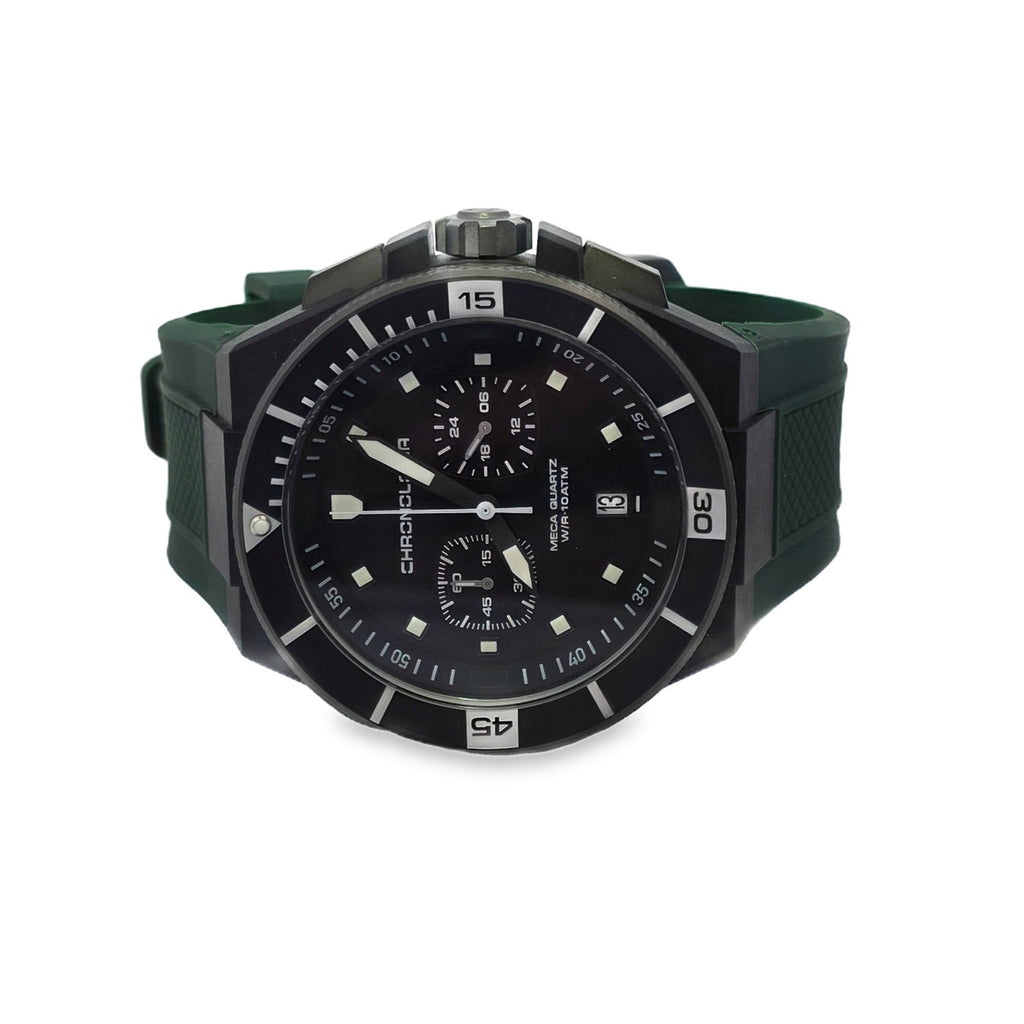 Watch Chronologia Trailer Carbon Fibre 46mm Green Silicone Headlight Case Tag