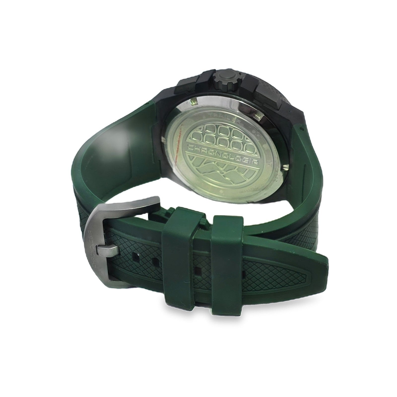 Watch Chronologia Trailer Carbon Fibre 46mm Green Silicone Headlight Case Tag