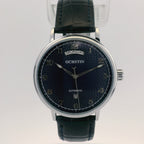 Automatic Mechanical Watch Day-Date Ochstin 22 jewels 42mm - Navy Blue Leather