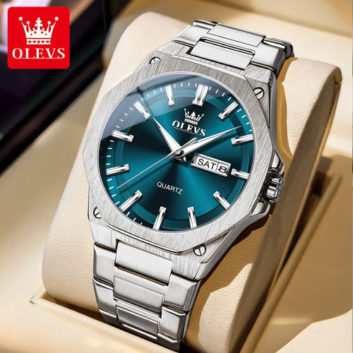 OLEVS 3733 Luxury Watch Design Waterproof Octagonal Classic Fashion Business - Stainless Steel  Quartz from Men
