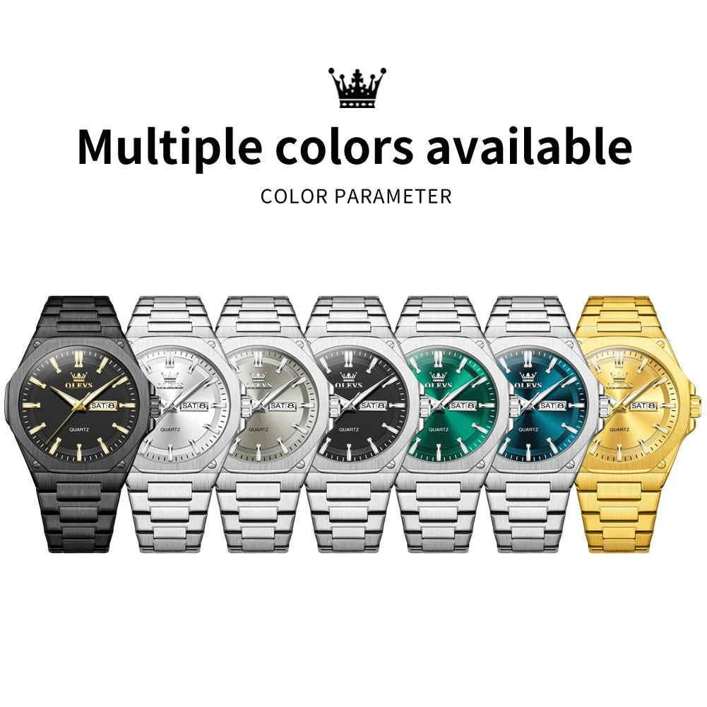 OLEVS 3733 Luxury Watch Design Waterproof Octagonal Classic Fashion Business - Stainless Steel  Quartz from Men