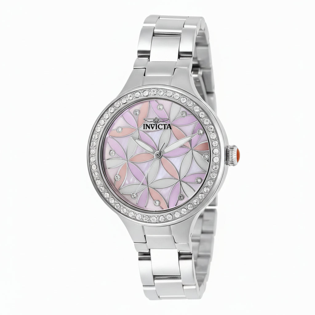 Invicta Wildflower 28823 Elegant Ladies Quartz Watch Silver-Tone - 34mm Round