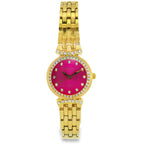 Halei Gold-Tone Watch with Fluted Bezel and Jubilee Bracelet