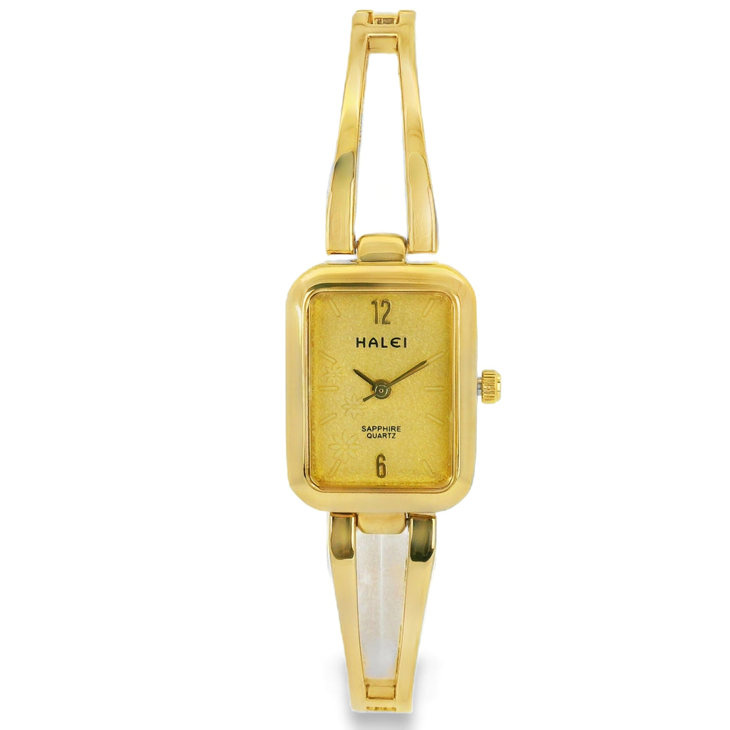 Halei Gold-Tone Rectangular Watch Jewellery Bracelet