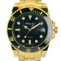 Halei Dive 40 mm Stainless Steel Back Watch – Water‑Resistant, Gold Bracelet, Fast UK Delivery