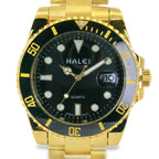 Halei Dive 40 mm Stainless Steel Back Watch – Water‑Resistant, Gold Bracelet, Fast UK Delivery