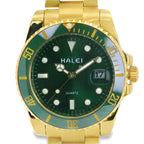 Halei Dive 40 mm Stainless Steel Back Watch – Water‑Resistant, Gold Bracelet, Fast UK Delivery