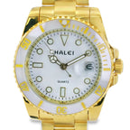 Halei Dive 40 mm Stainless Steel Back Watch – Water‑Resistant, Gold Bracelet, Fast UK Delivery