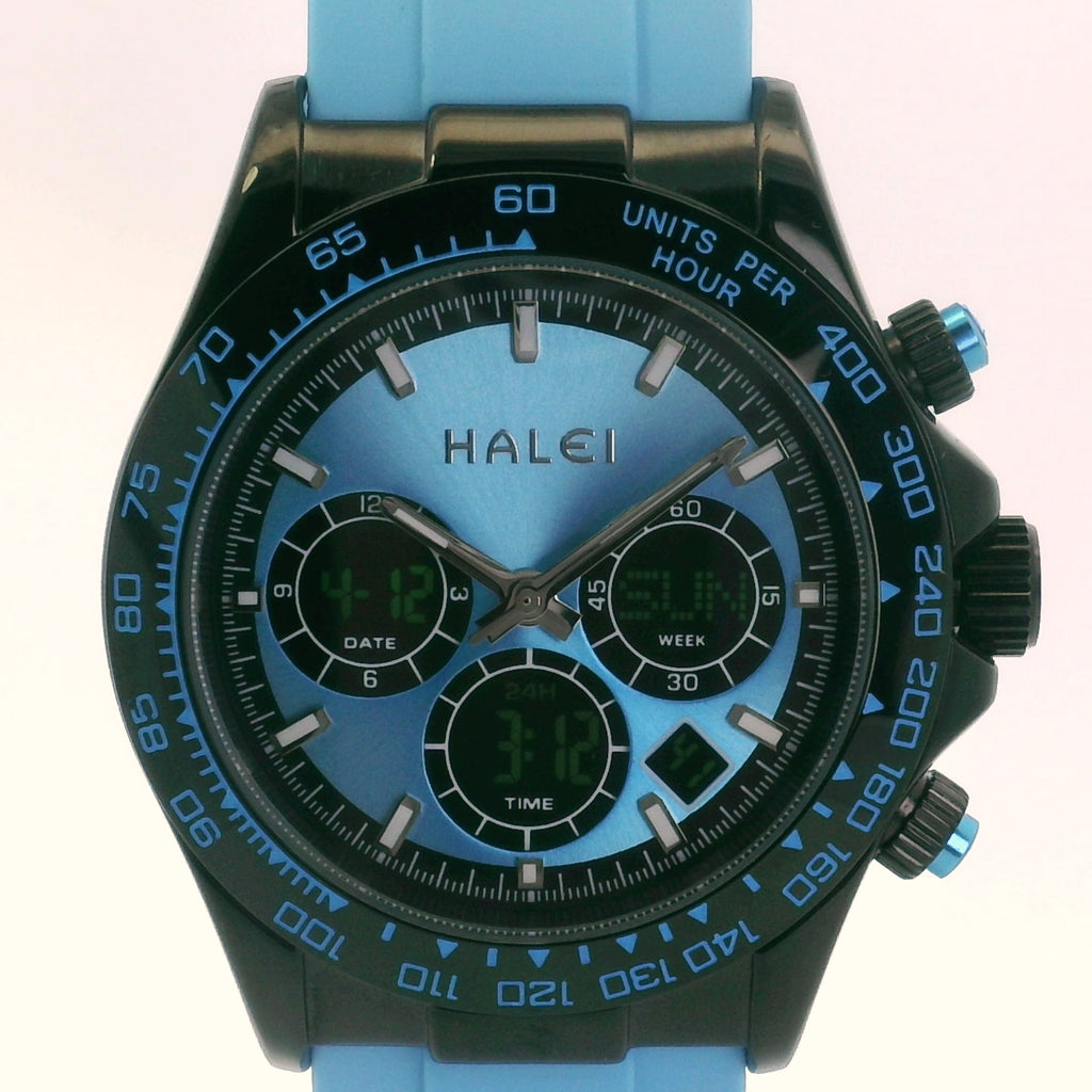 Halei Dual Time Sport 40 mm – Analog + Digital, Luminex Light, Alarm, Fast UK Delivery