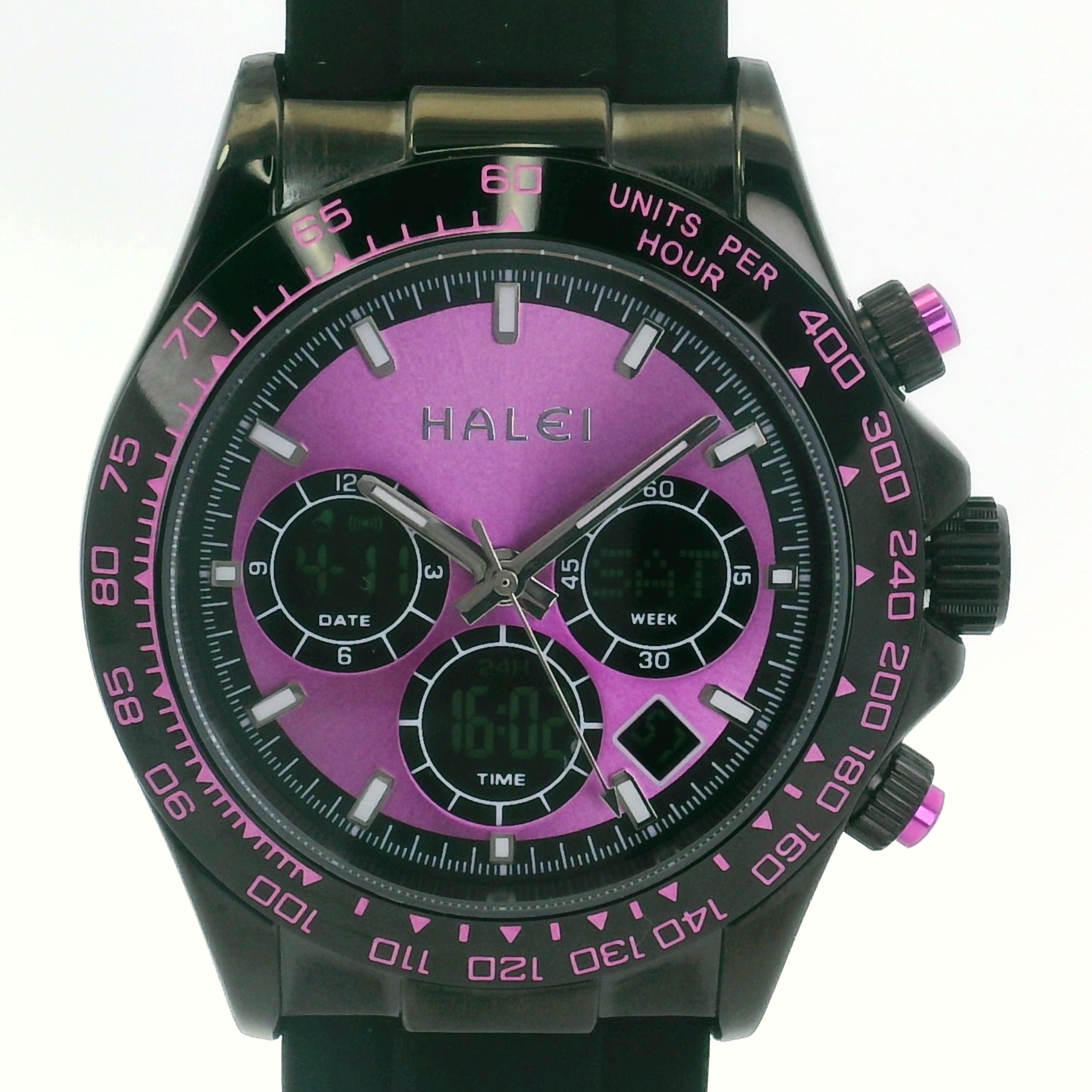 Halei Dual Time Sport 40 mm – Analog + Digital, Luminex Light, Alarm, Fast UK Delivery