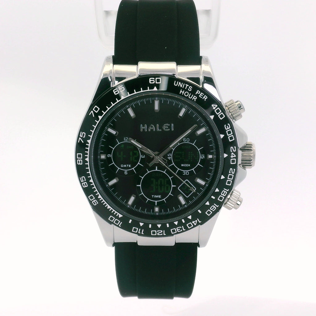 Halei Dual Time Sport 40 mm – Analog + Digital, Luminex Light, Alarm, Fast UK Delivery