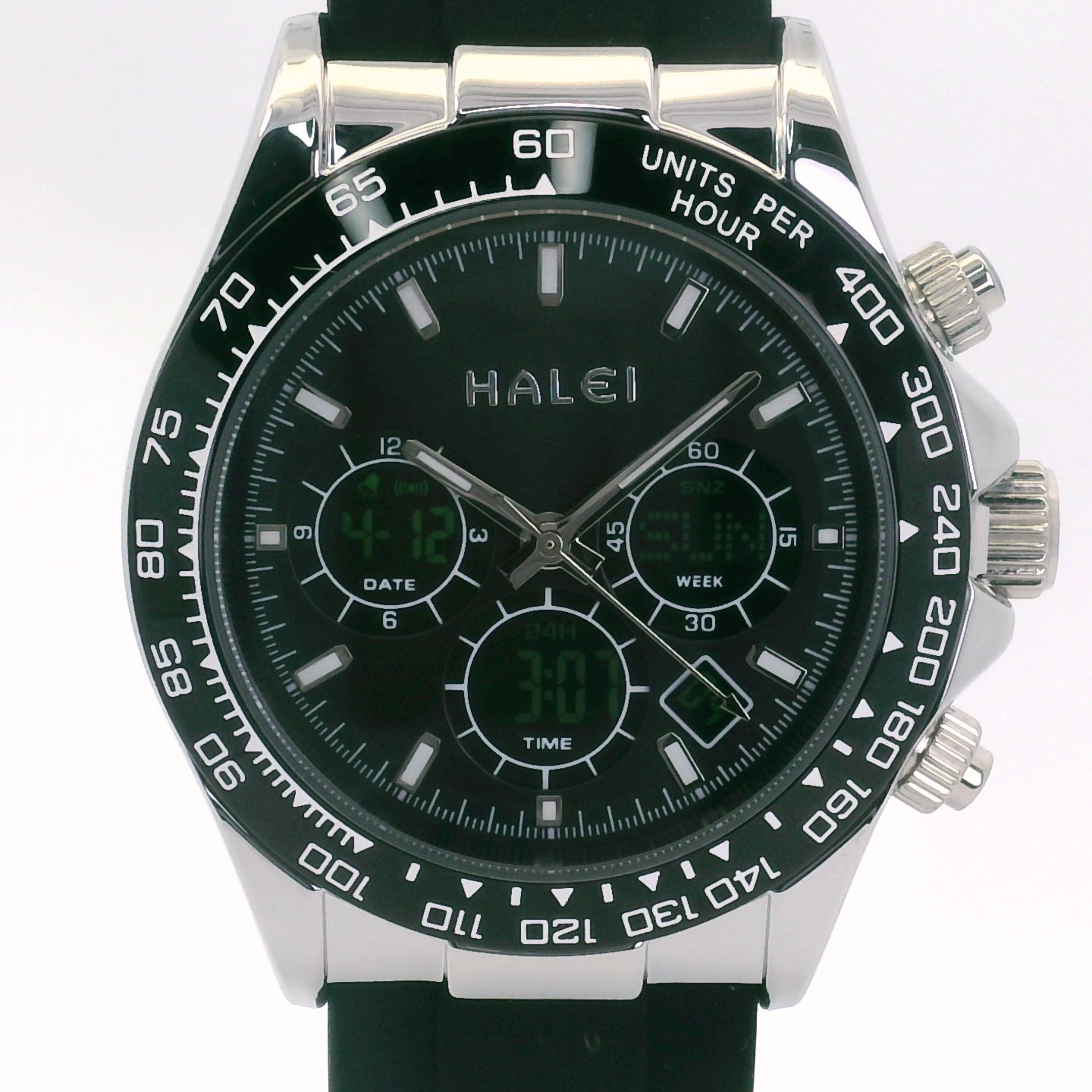 Halei Dual Time Sport 40 mm – Analog + Digital, Luminex Light, Alarm, Fast UK Delivery