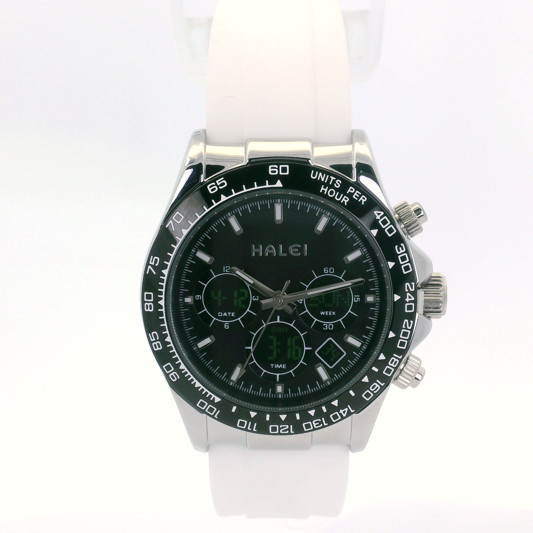 Halei Dual Time Sport 40 mm – Analog + Digital, Luminex Light, Alarm, Fast UK Delivery