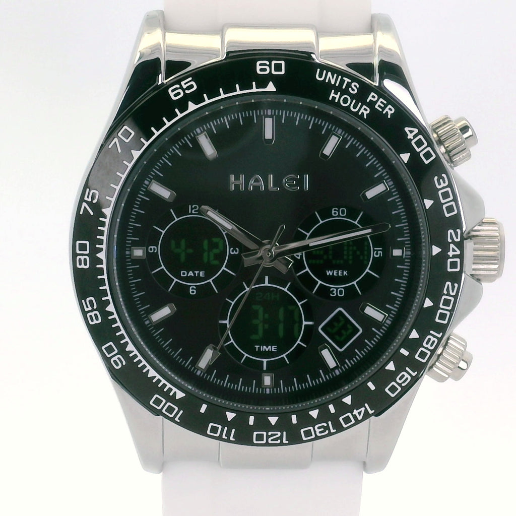 Halei Dual Time Sport 40 mm – Analog + Digital, Luminex Light, Alarm, Fast UK Delivery