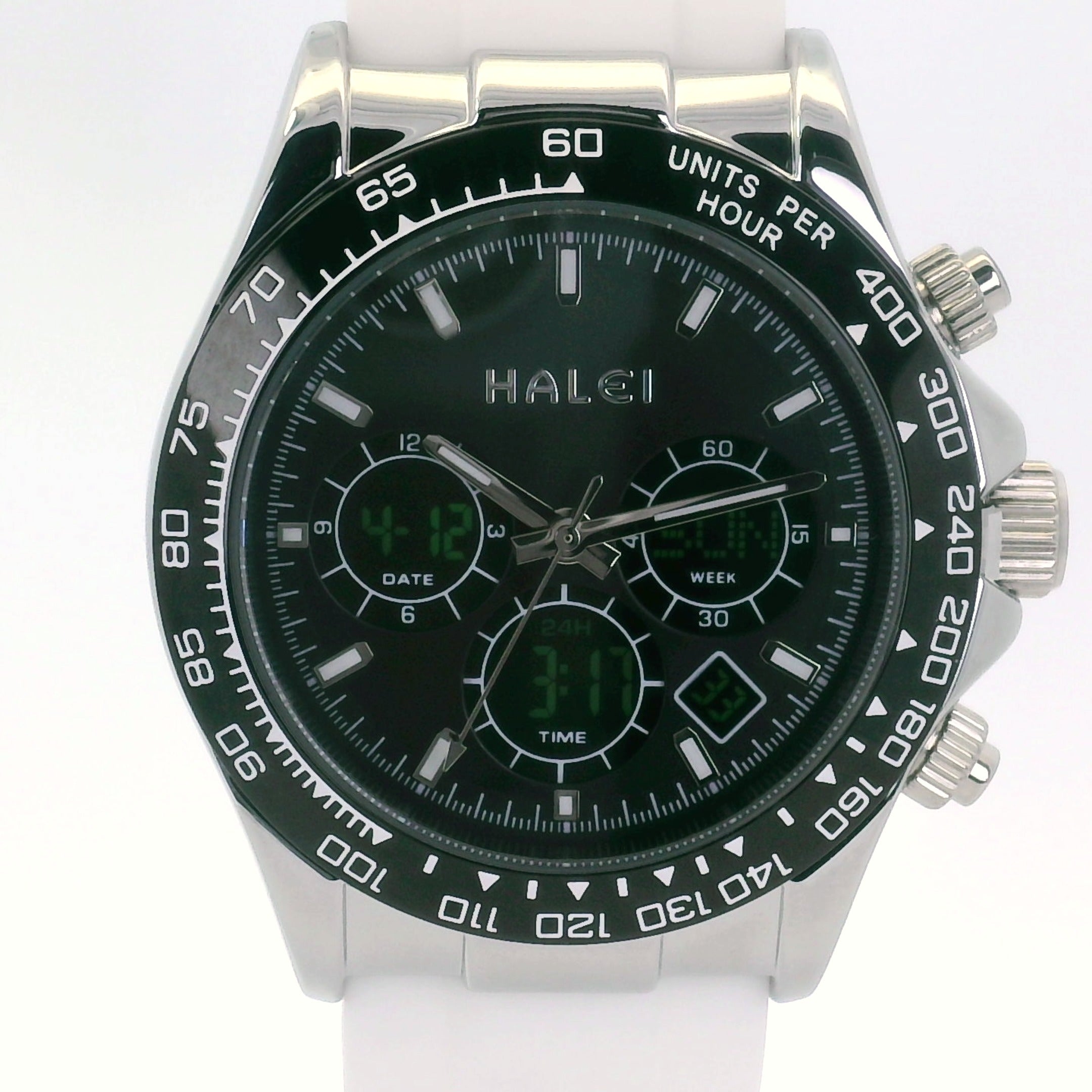 Halei Dual Time Sport 40 mm – Analog + Digital, Luminex Light, Alarm, Fast UK Delivery