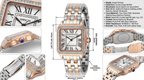 Invicta Angel Vitrine Two‑Tone Square Watch with Crystal Bezel & Roman Dial - Quartz