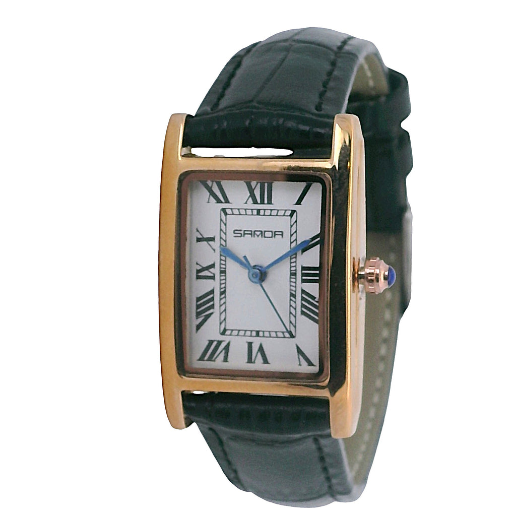 SAMDA WS109WGB Elegant "Tank" Large Ladies Quartz Watch Rose Gold-Tone - 27x31mm