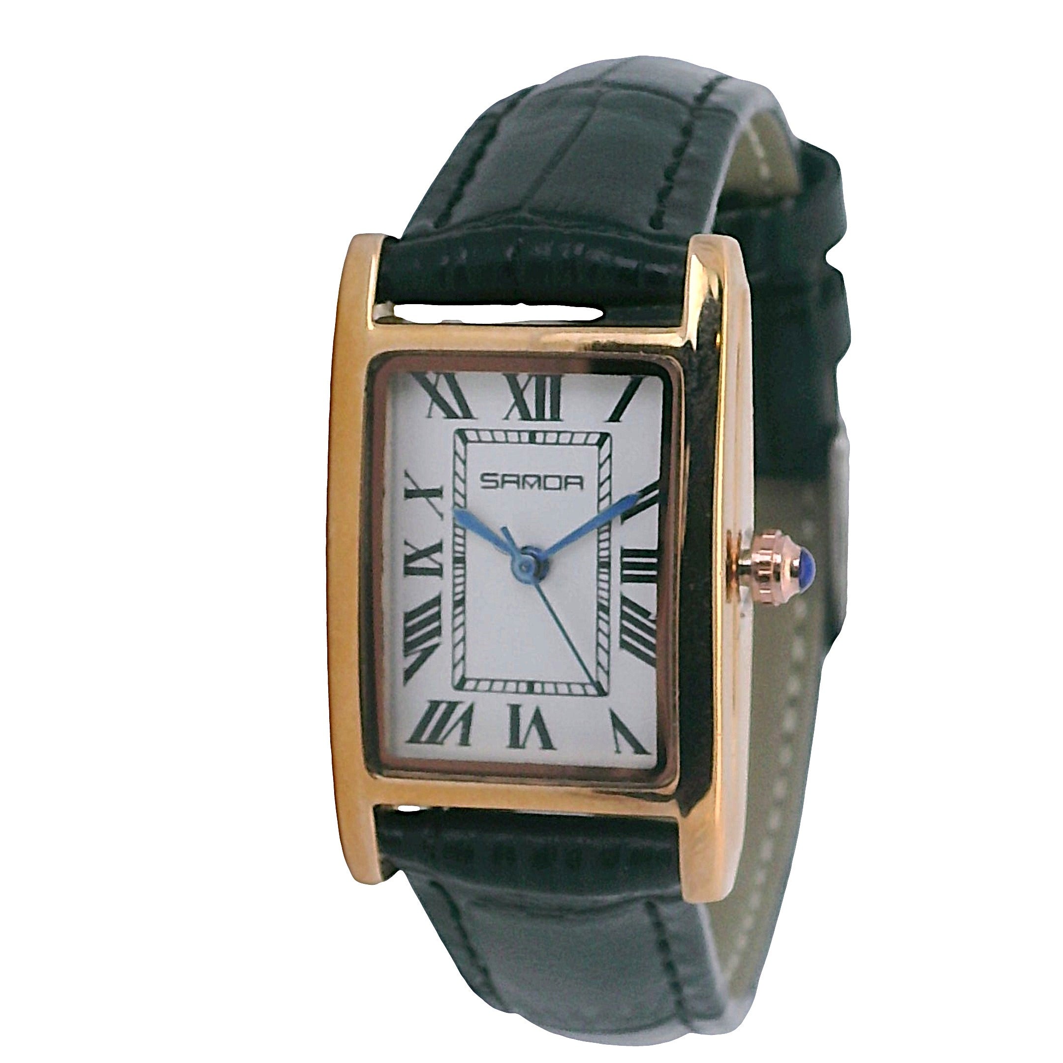 SAMDA WS109WGB Elegant "Tank" Large Ladies Quartz Watch Rose Gold-Tone - 27x31mm