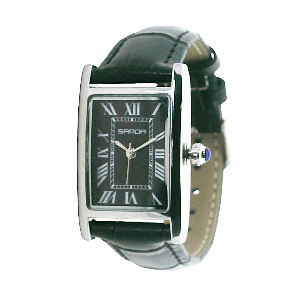 SAMDA WS109LB Elegant "Tank" Ladies Quartz Watch Silver-Tone - 22x25mm