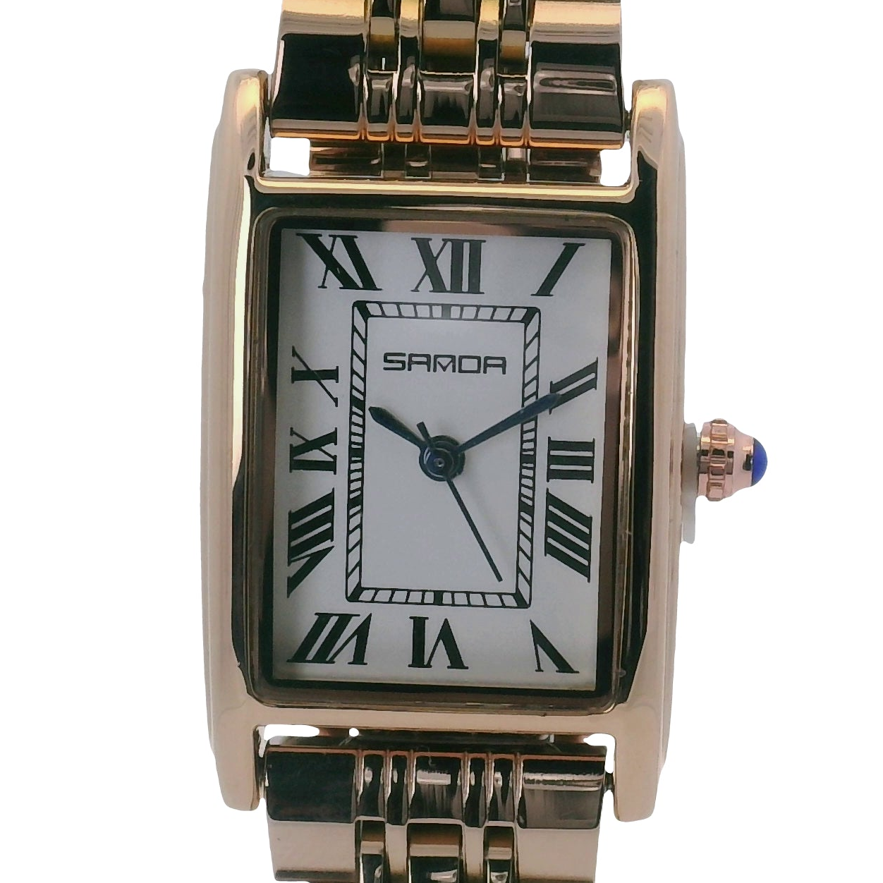 SAMDA WS106WG Elegant "Tank" Ladies Quartz Watch Rose Gold-Tone - 22x25.5mm Rectangular