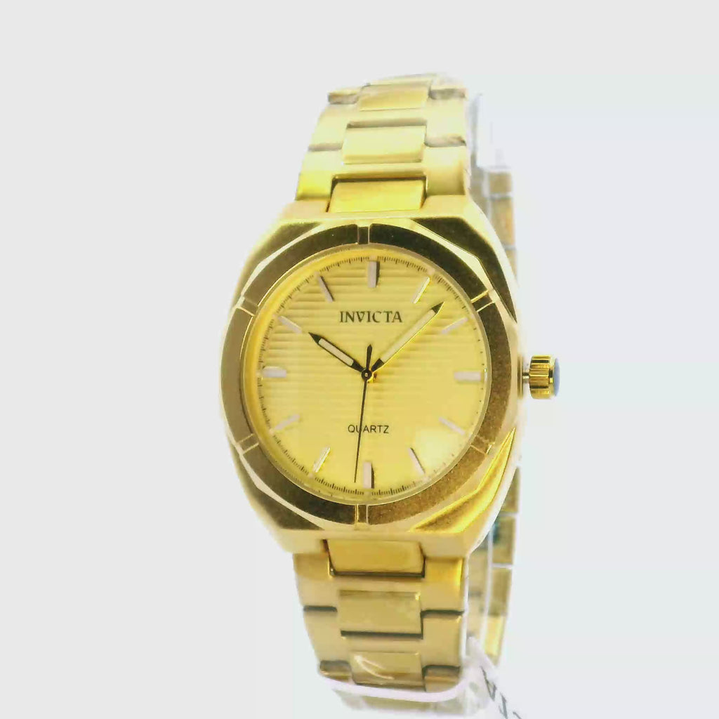 Yellow Gold Invicta Quartz Watch with Textured Dial