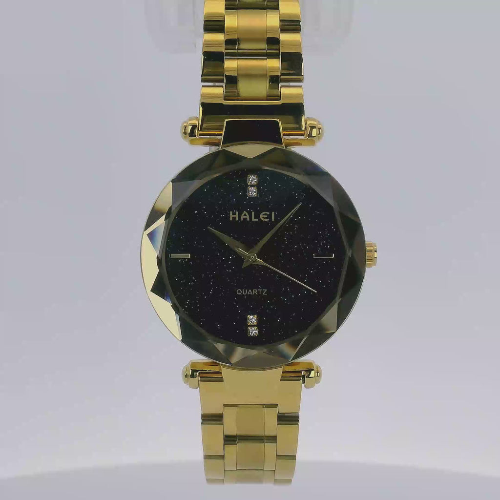 Halei Rose Gold-Tone  Watch Natural Stone Dial Stainless Steel Bracelet