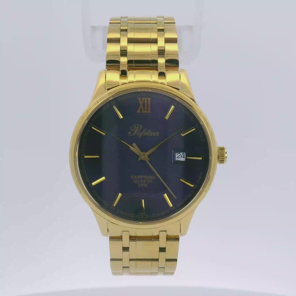 Pafolina Watch Gold & Navy Scratch-Resistant Sapphire Crystal Quartz 40mm