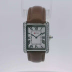 OFNS WS108WBL Elegant "Tank" Large Crystal Quartz Watch Silver-Tone - 28mm rectangular