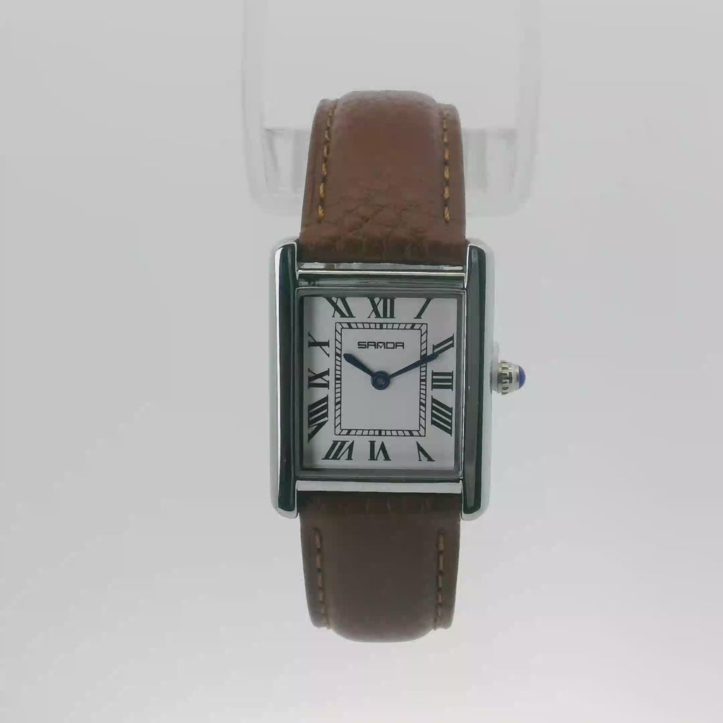SAMDA WS110LM Elegant "Tank" Small Ladies Quartz Watch Silver-Tone - 24.8mm Square