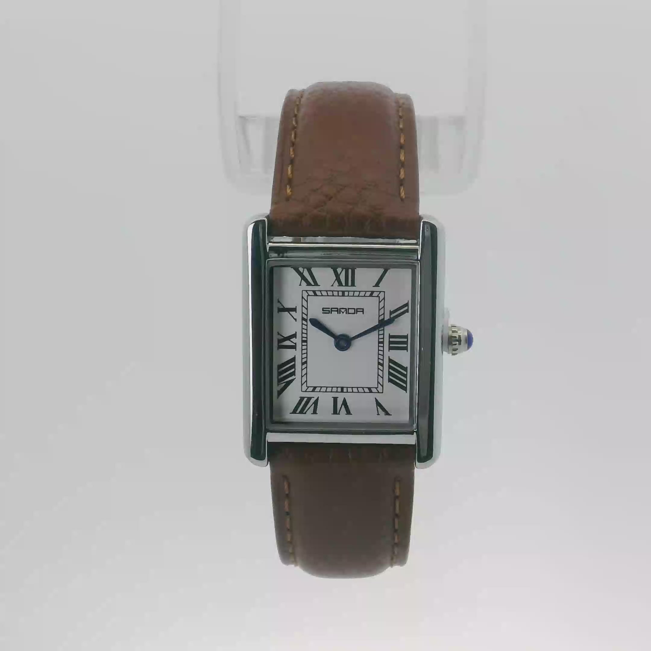 SAMDA WS110LM Elegant "Tank" Small Ladies Quartz Watch Silver-Tone - 24.8mm Square
