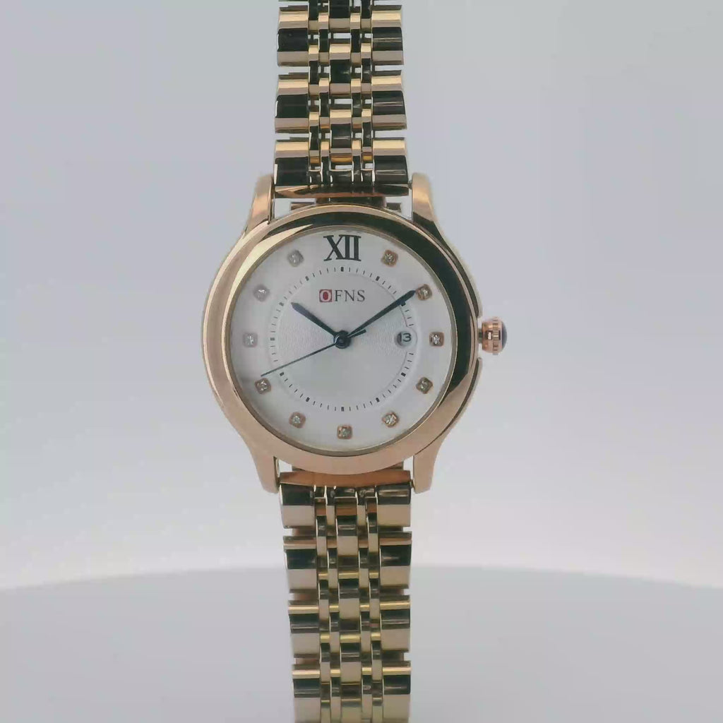 OFNS 1513 Elegant Ladies Quartz Watch Rose Gold-Tone 33mm