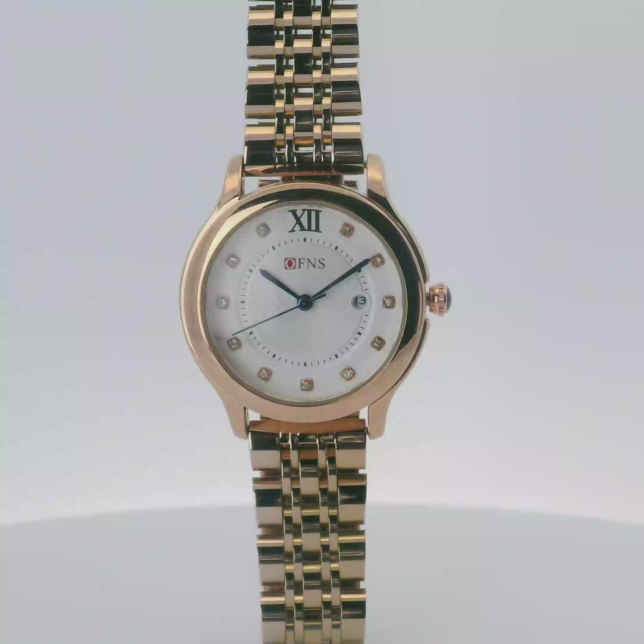 OFNS 1513 Elegant Ladies Quartz Watch Rose Gold-Tone 33mm
