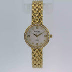 Halei Gold-Tone Watch with Fluted Bezel and Jubilee Bracelet