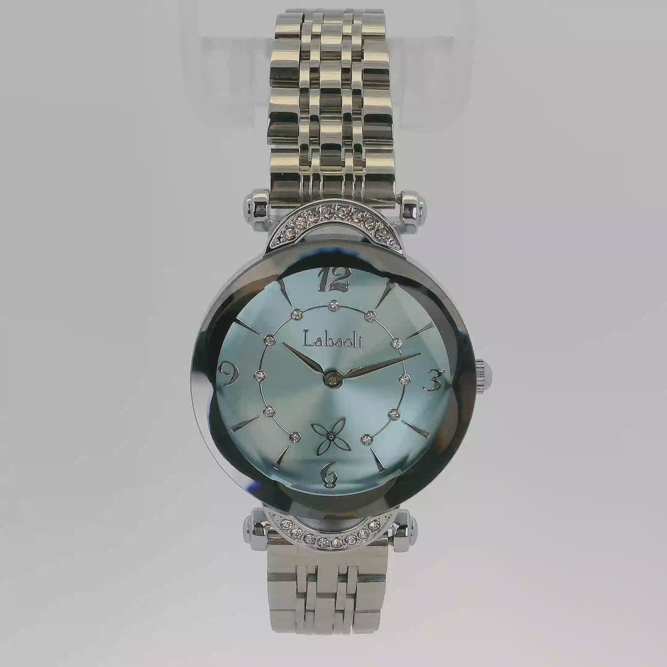 Lanaoli Watch Luxury Silver-Tone Light Blue Dial Bracelet