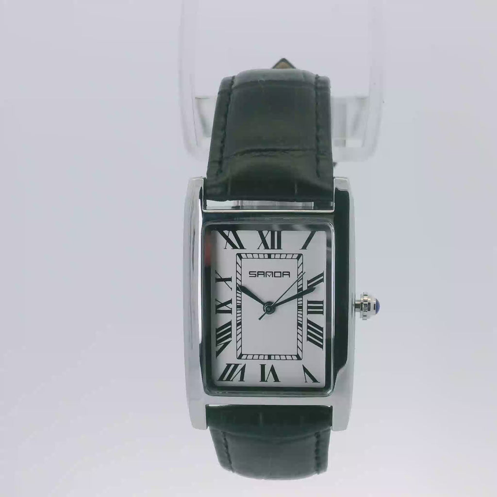 SAMDA WS102W Elegant "Tank" Ladies Quartz Watch Silver-Tone - 24x31mm Rectangular