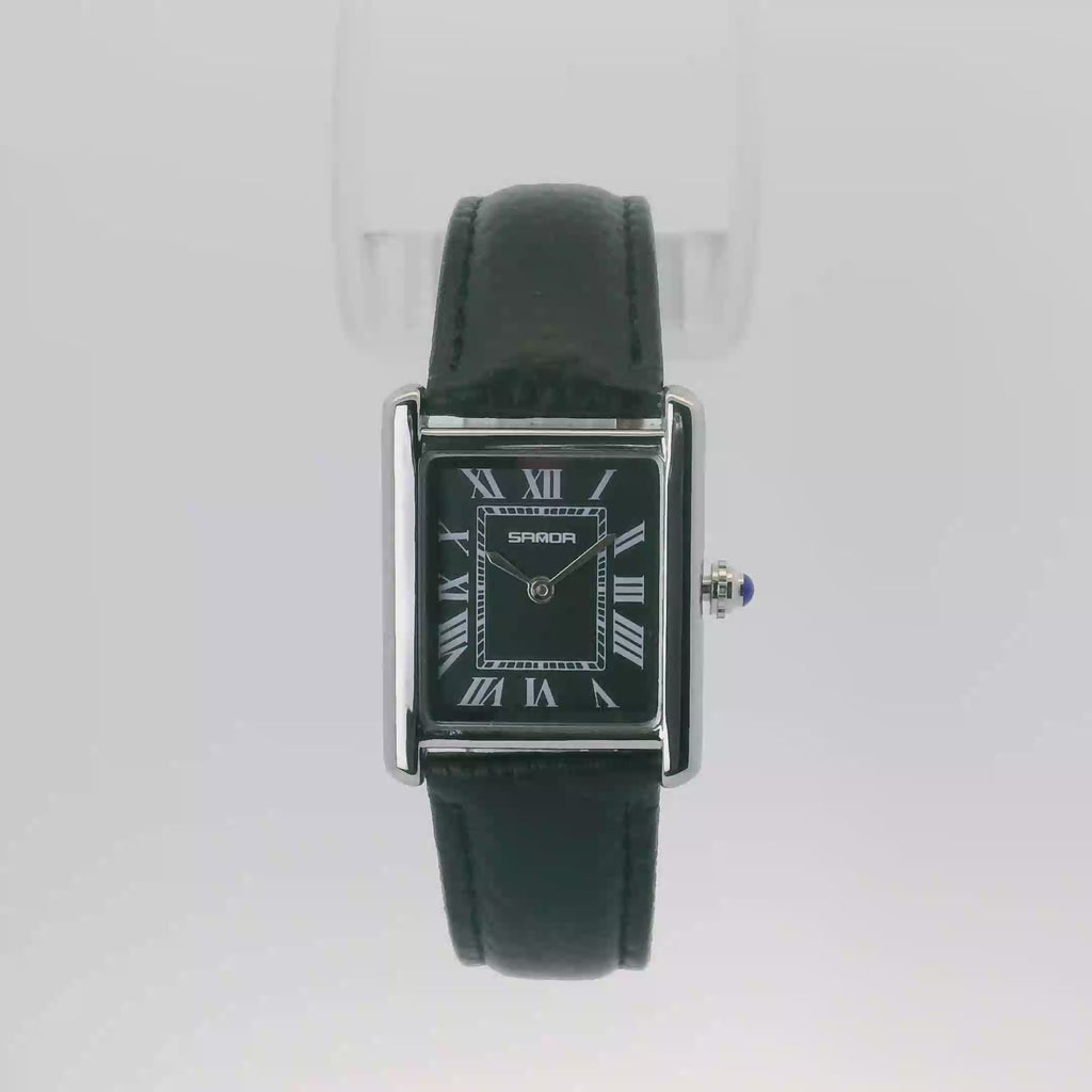 SAMDA WS110LB Elegant "Tank" Small Ladies Quartz Watch Silver-Tone - 24.8mm Square