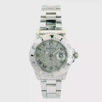 White Gold-Tone Stainless Steel Crystal Watch – 40mm Rotating Bezel, Date Window, Luxury -Quartz
