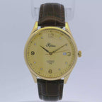 Pafolina Elegant Sapphire Quartz – Classic Gold-Tone & Brown 40mm