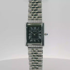 SAMDA WS110JBM Elegant "Tank" Small Ladies Quartz Watch Silver-Tone - 18x26.5mm Rectangular